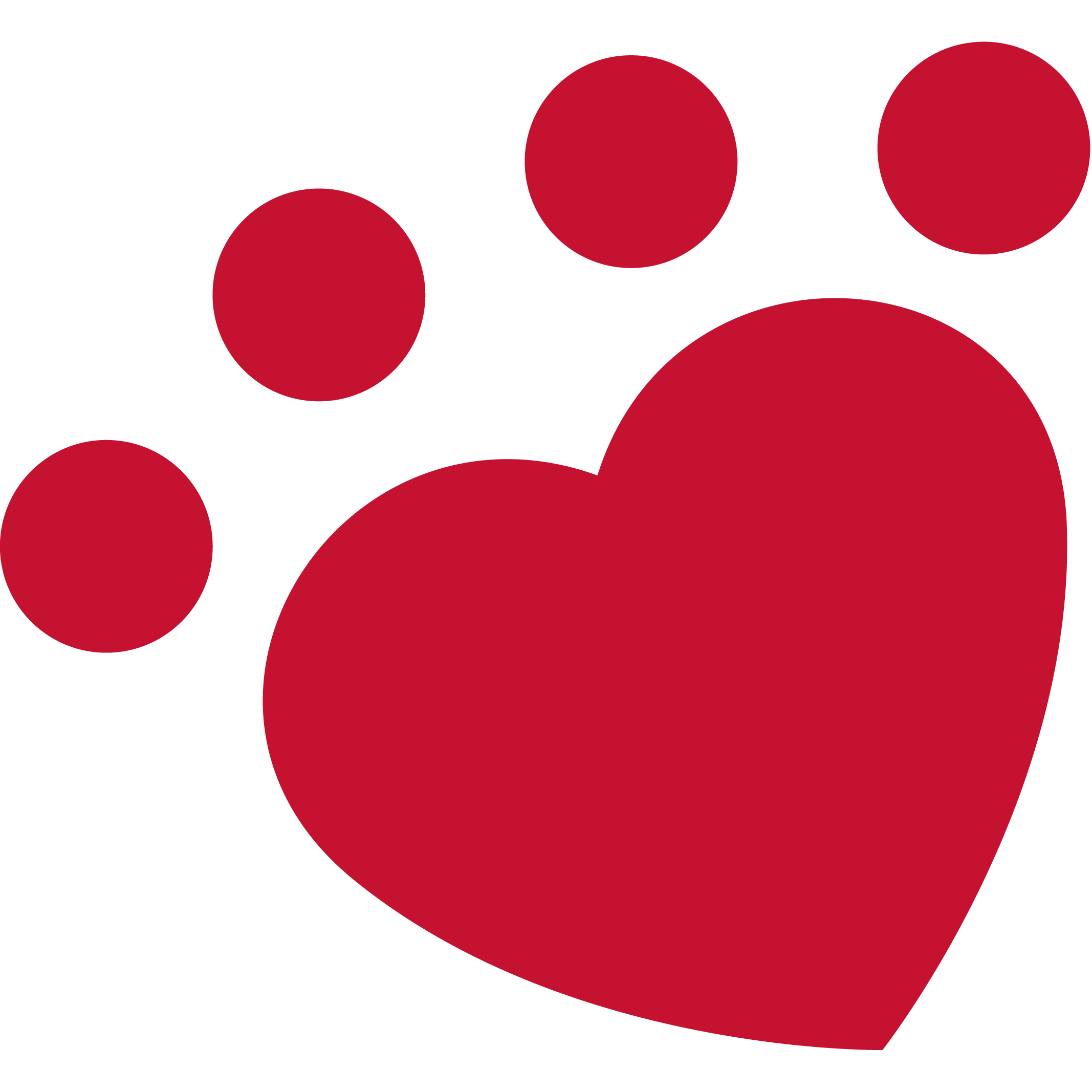 KAR brandmark, a pawprint with a heart replacing the pad
